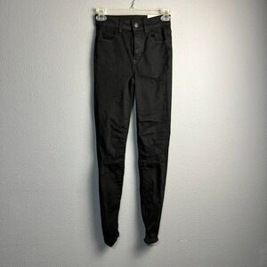 American Eagle Black Super Hi Rise Jegging Ne(x)t Level Stretch Ripped Jeans 000